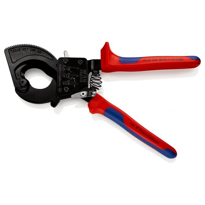 Coupe-câbles à Cliquet KNIPEX 95 31 250 250mm 32mm/240mm² 3 Coupe-câbles à Cliquet KNIPEX 95 31 250 250mm 32mm/240mm²