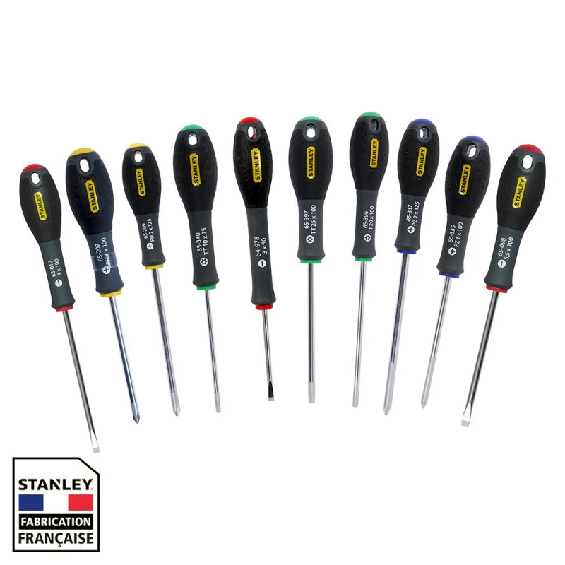 Jeu De 10 Tournevis STANLEY FATMAX électricien + Mécanicien - Phillips + Pozidriv + Torx 3 Jeu De 10 Tournevis STANLEY FATMAX électricien + Mécanicien - Phillips + Pozidriv + Torx