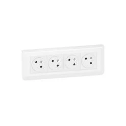 Kit 4 X 2P+T Précâblée + Plaque + Cadre Encastrer- Blanc LEGRAND
