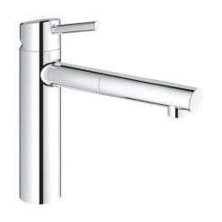 Mitigeur évier CONCETTO GROHE 31129001 - Bec Droit - Douchette Extractible - Chrome