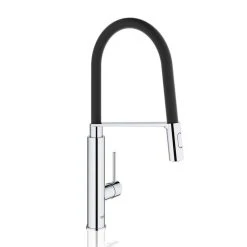 Mitigeur évier CONCETTO GROHE 31491000 - Col De Cygne Professionnel - Douchette Déclipsable 2 Jets - Noir