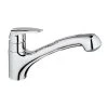 Mitigeur évier EURODISC GROHE 32257001 - Bec Bas - Douchette Extractible 2 Jets - Chrome