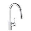 Mitigeur évier FEEL GROHE 31486001 Bec Col De Cygne - Mousseur Extractible - Chrome -Grohe Shop mitigeur evier feel grohe 31486001 bec col de cygne mousseur extractible chrome