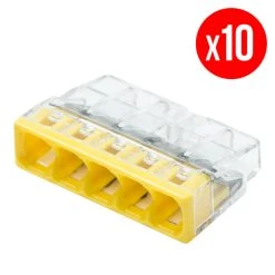 Pack De 10 Bornes De Connexion Rapide à Levier WAGO 5 Entrées Fil Rigide - S2273