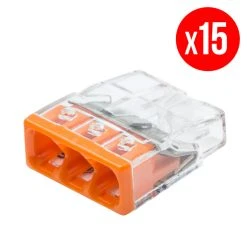 Pack De 15 Bornes De Connexion Rapide à Levier WAGO 3 Entrées Fil Rigide - S2273