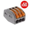Pack De 50 Bornes De Connexion Rapide A Levier WAGO 3 Entrées Fil Souple Et Rigide - S222
