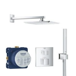 Pack De Douche Encastré GROHTHERM CUBE GROHE 34741000 - Tête 23 X 23 Cm + Douchette Stick