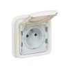 Prise De Courant Avec Terre + Volet Plexo Blanc LEGRAND